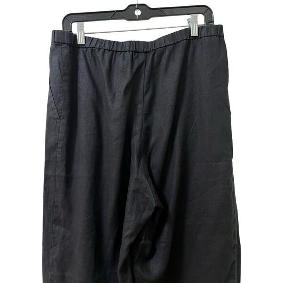 Eileen Fisher 100% Organic Linen Wide Leg Pants Size L Black Capsule Ethical - Picture 3 of 7